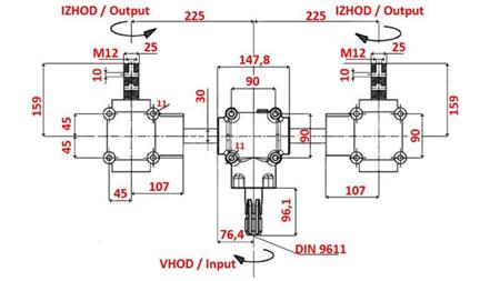SET REDUKTORA 1:1.3 (27HP-20kW) ZA RAŠIRIVAČ L:450 GRAĐENI ŽELJEZO