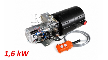 MINI HIDRAULIČNI AGREGAT 12V DC - 1,6kW = 2,1cc - 8 lit - JEDNOSMJERNI SKLOP SA RUČNOM PUMPOM