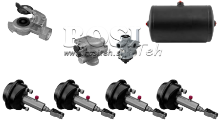 SET ZRAČNIH HIDRAULIČNIH KOČNICA ZA PRIKOLICU KOMPLETAN JEDNOKRUŽNI SUSTAV 4 CILINDRA