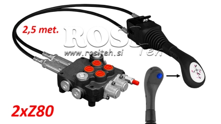 JOYSTICK 1x TIPKA - SAJLA 2,5 m + HIDRAULIČNI VENTIL 2xZ80
