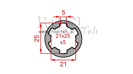 KARDANSKI ADAPTER ČAHURA 21x25x5 (6 ZUBA) (60 mm)
