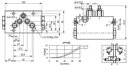 HIDRAULIČNI VENTIL ROTACIJSKI MEHANIČKI ZA HLEVSKE ČETKE CETOP5 4/2 RHA