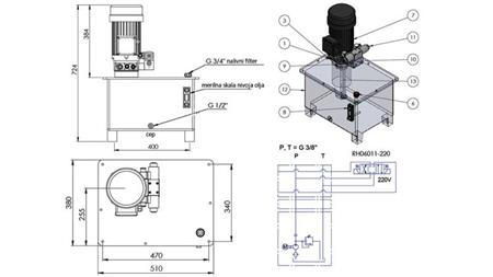 MINI HIDRAULIČKI AGREGAT 380V AC (4 kW) - 8 cc - 12 lit/min - rezervoar 40 lit