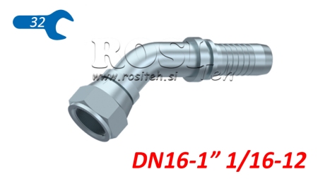 HIDRAULIČNI PRIKLJUČAK DKJ JIC74° ŽENSKI KOLJENO 45° DN16-1 1/16-12
