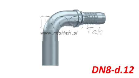HIDRAULIČNI PRIKLJUČAK CIJEVNI PRIJELAZ KOLJENO 90° DN8-d.12
