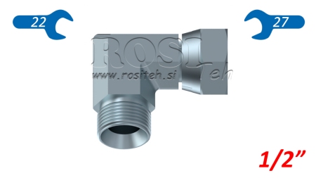 HIDRAULIČNO KOLJENO 90° BSP KRATKO OKRETNA MATICA–MUŠKI 1/2