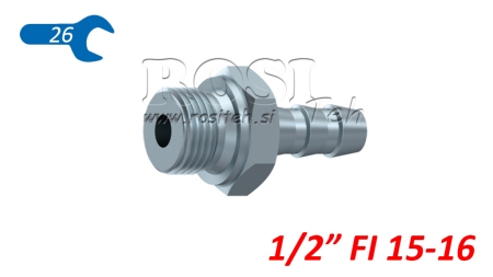 HIDRAULIČNI PRIKLJUČAK MUŠKI 1/2 ZA GUMENO CRIJEVO FI 15-16
