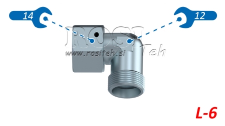 HIDRAULIČNI KOLJENO 90° L-6 S OKRETNOM MATICOM M12X1,5