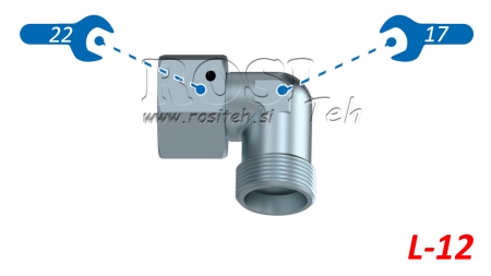 HIDRAULIČNI KOLJENO 90° L-12 S OKRETNOM MATICOM M18X1,5