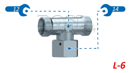 HIDRAULIČNI T-KOMAD L-6 SA SREDIŠNJOM OKRETNOM MATICOM M12X1,5