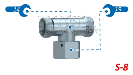 HIDRAULIČNI T-KOMAD S-8 SA SREDIŠNJOM OKRETNOM MATICOM M16X1,5