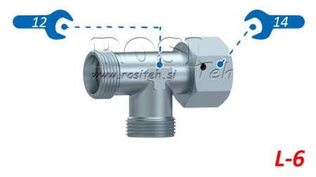 HIDRAULIČNI T-KOMAD L-6 S BOČNOM OKRETNOM MATICOM M12X1,5