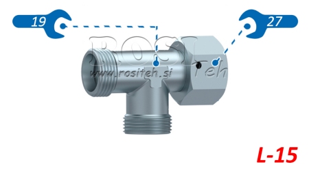 HIDRAULIČNI T-KOMAD L-15 S BOČNOM OKRETNOM MATICOM M22X1,5