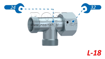 HIDRAULIČNI T-KOMAD L-18 S BOČNOM OKRETNOM MATICOM M26X1,5