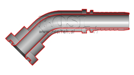 HIDRAULIČNI PRIKLJUČAK KOMATSU KOLJENO 45° DN16mm - PRIRUBNICA 5/8
