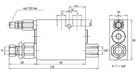 HIDRAULIČNI CILINDAR 60/40-165 SA OBRAČAJUČIM VENTILOM - PLUG ZA OBRADU ZEMLJE