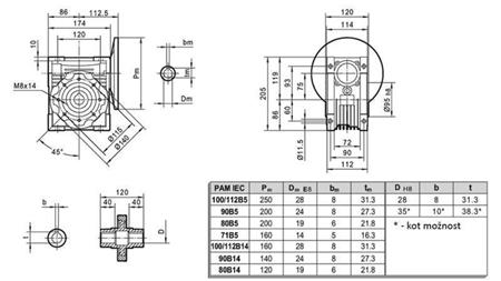 PMRV-75 REDUKTOR ZA ELEKTRIČNI MOTOR MS90 (1.1-1.5kW) OMJER 20:1