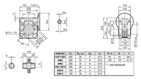 PMRV-90 REDUKTOR ZA ELEKTRIČNI MOTOR MS100 (2.2-3-4kW) OMJER 20:1