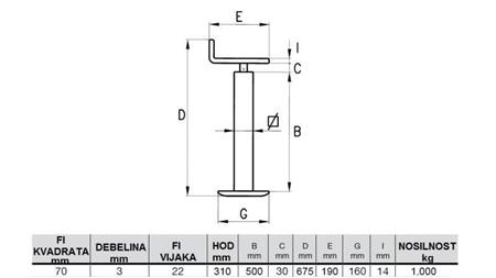 PODUPIRAČ NITI (VISINA 675mm - HOD 310mm) - 1,000KG