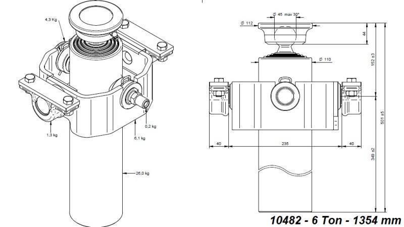 TELESCOPSKI CILINDAR KOMPAKTAN 4 STEPENI 1354mm x110 -LOPTA