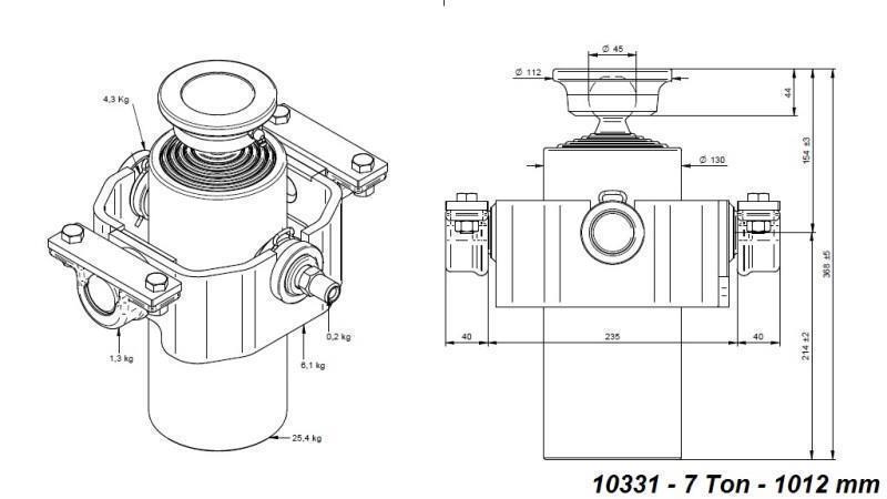 TELESKOPSKI CILINDAR KOMPAKTAN 5 STEPENI 1012mm x125 -LOPTA