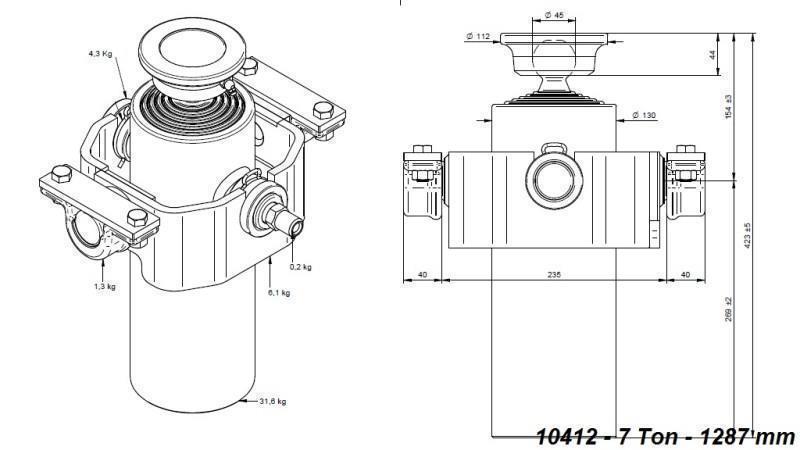 TELESKOPSKI CILINDAR KOMPAKTAN 5 STEPENI 1287mm x125 -LOPTA