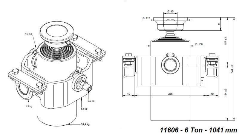 TELESCOPSKI CILINDAR KOMPAKTAN 6 STEPENI 1041mm x125 -LOPTA