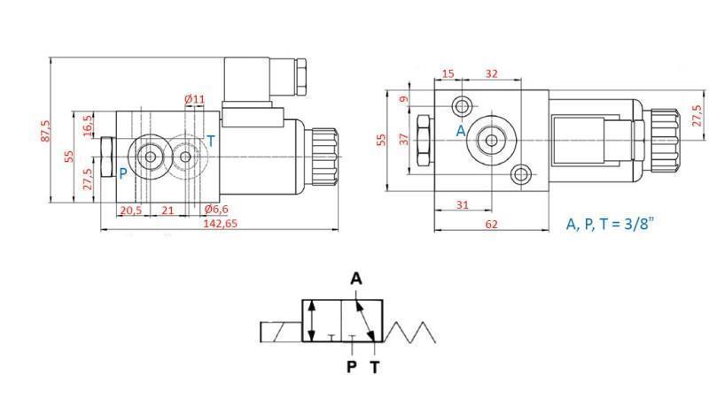 3-SMJERNI VENTIL 3/8 12V - 50lit