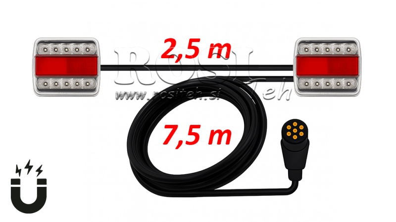 SET MAGNETNIH LED SVJETALA S KABELOM OD 7,5 MET. + 2,5 MET.