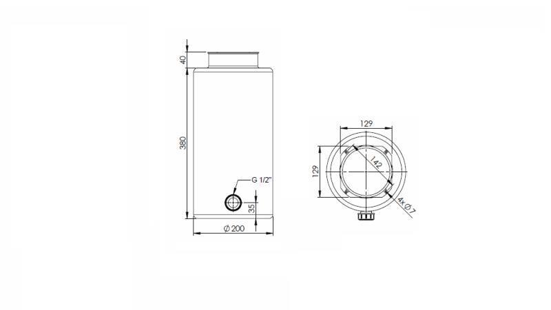 RESERVORIO METÁLICO ROLL PP 12 LITROS HORIZONTAL-VERTICAL - dimensiones
