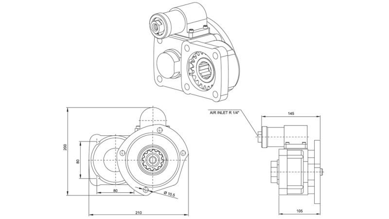 Dimensjoner UTGANG FOR HYDRAULISK PUMPE - VOLVO R5-2