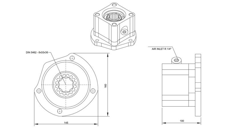 Dimensjoner UTGANG FOR HYDRAULISK PUMPE - VOLVO R6-1
