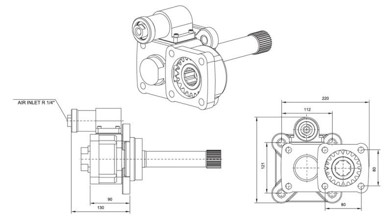 Dimensjoner UTGANG FOR HYDRAULISK PUMPE - VOLVO SR-1700-2