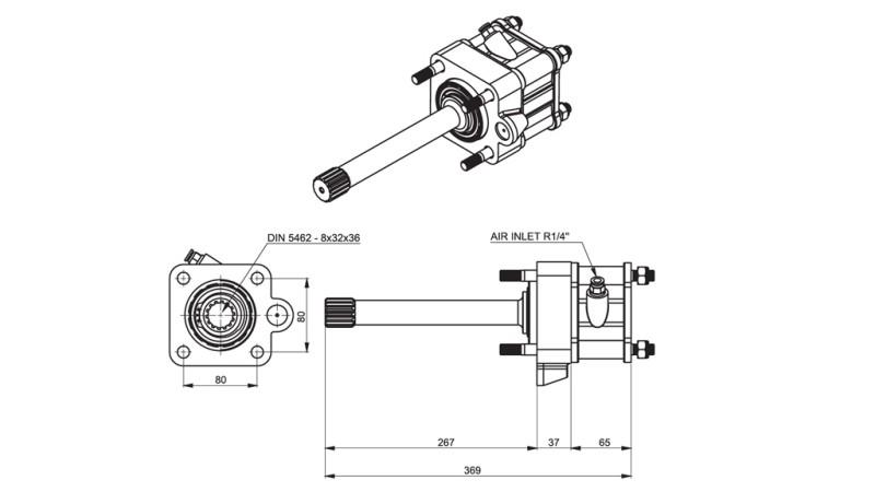 Dimensjoner UTGANG FOR HYDRAULISK PUMPE - MAN ROTERDAR