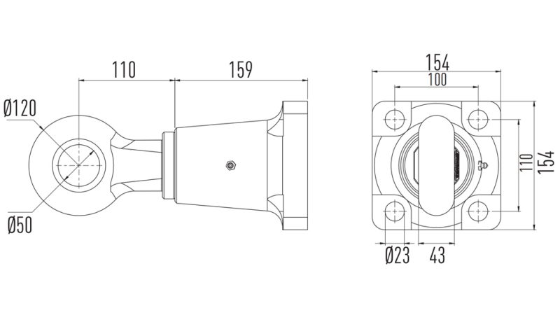 DREHHAKEN FI50 IM GEHÄUSE 3.000KG/125kN (E13-ZERTIFIKAT)