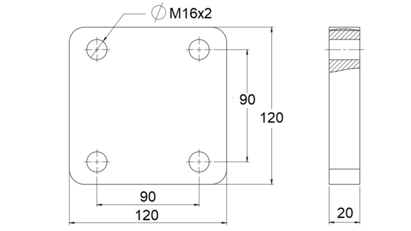 MONTÁŽNÍ FLANGE PRO OTOČNÝ TAŽNÝ KLOBOUK fi42 V KRYTU