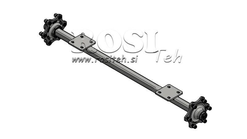 ASSE PER RIMORCHIO 1800 kg SENZA FRENI (1460 mm) con piastra di montaggio