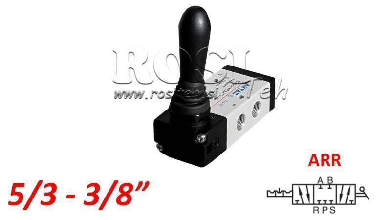 PNEUMATYCZNY ZAWÓR RĘCZNY 5/3 3/8 PRT-0852-ARR Z POWROTEM RĘCZNYM