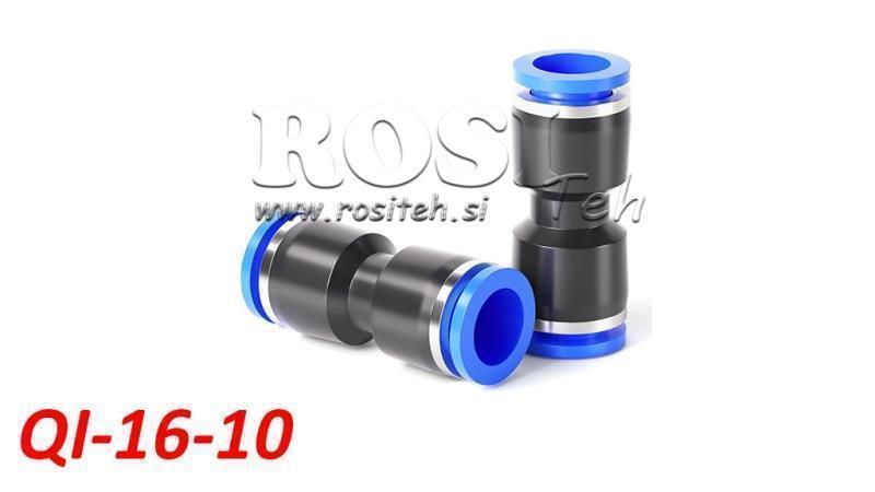 PNEUMATISK PLUGG RETT REDUSERENDE KOBLING TPA UTEN GJENGER QI-16-10