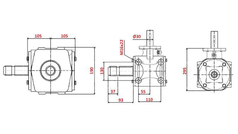 ÚHELNÝ REDUKTOR 1:1.56 (56HP-43kW)