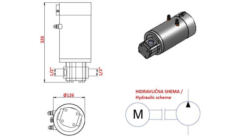 HIDRAULIČNA PUMPA SKLOP GR.1 ELEKTRIČNI MOTOR 12V 3kW