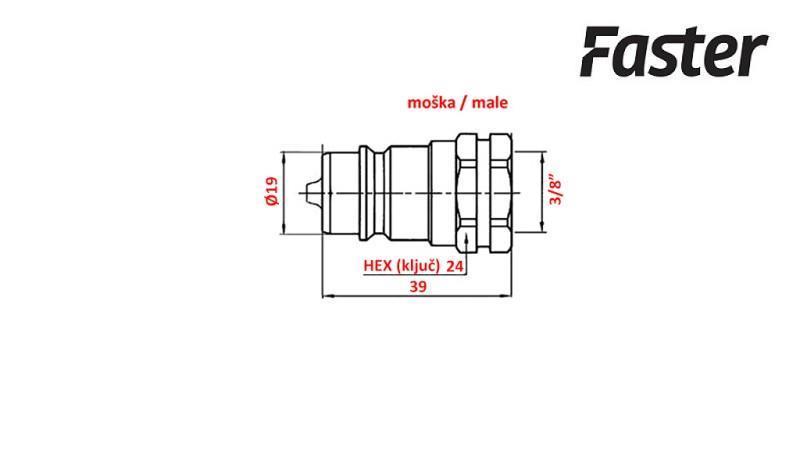 BRZA SPOJNICA TRAKTOR MUŠKA 3/8 Faster