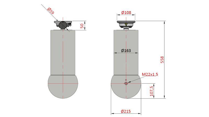 TELESCOPICKÝ CYLINDR - MEILLER KIPPER 5 STUPŇŮ 175mm - 15 tun zdvih 1560mm