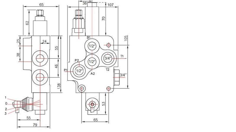 HYDRAULISK VENTIL 1xP80 FLØDENDE