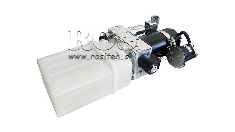MINI AGGREGATO IDRAULICO 12V DC - 0.8kW = 0.5cc - 1.5 lit - unità monofase (PVC) con pompa manuale
