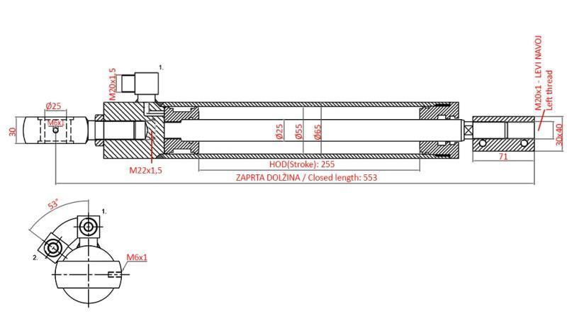 HYDRAULICKÝ ŘÍDÍCÍ CYLINDR UTB 445-530