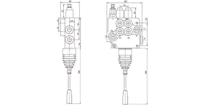 HYD. VENTIL 2xP80 JOYSTICK