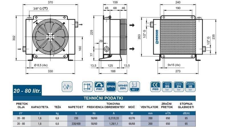 CHŁODNICA OLEJU AC 230V HY01601 20-80 LIT