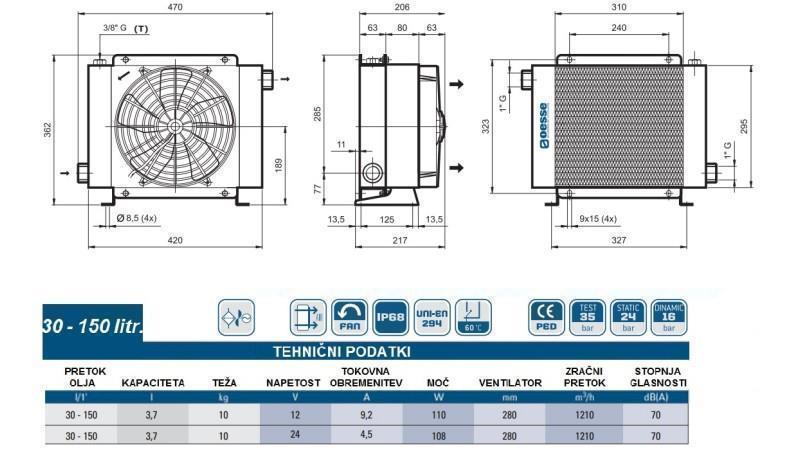 RADIATORE D'OLIO DC 12V HY02402 30-150 LIT