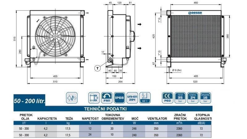 RADIATORE D'OLIO DC 24V HY05704 50-200 LIT